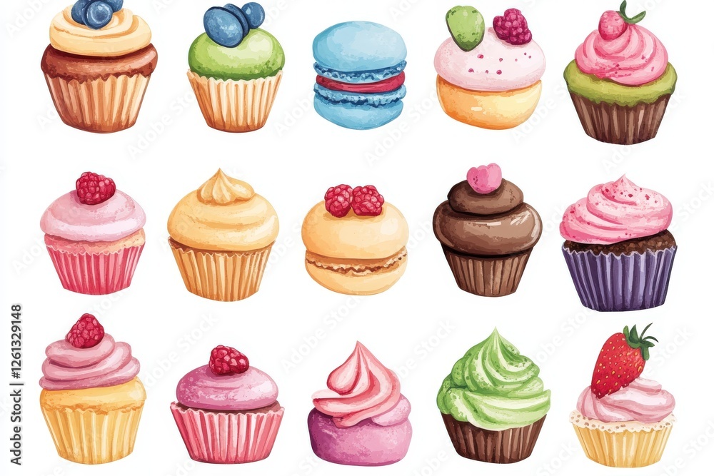 Delicious cupcakes and macarons making mouths water Delicious cupcakes and macarons making mouths water