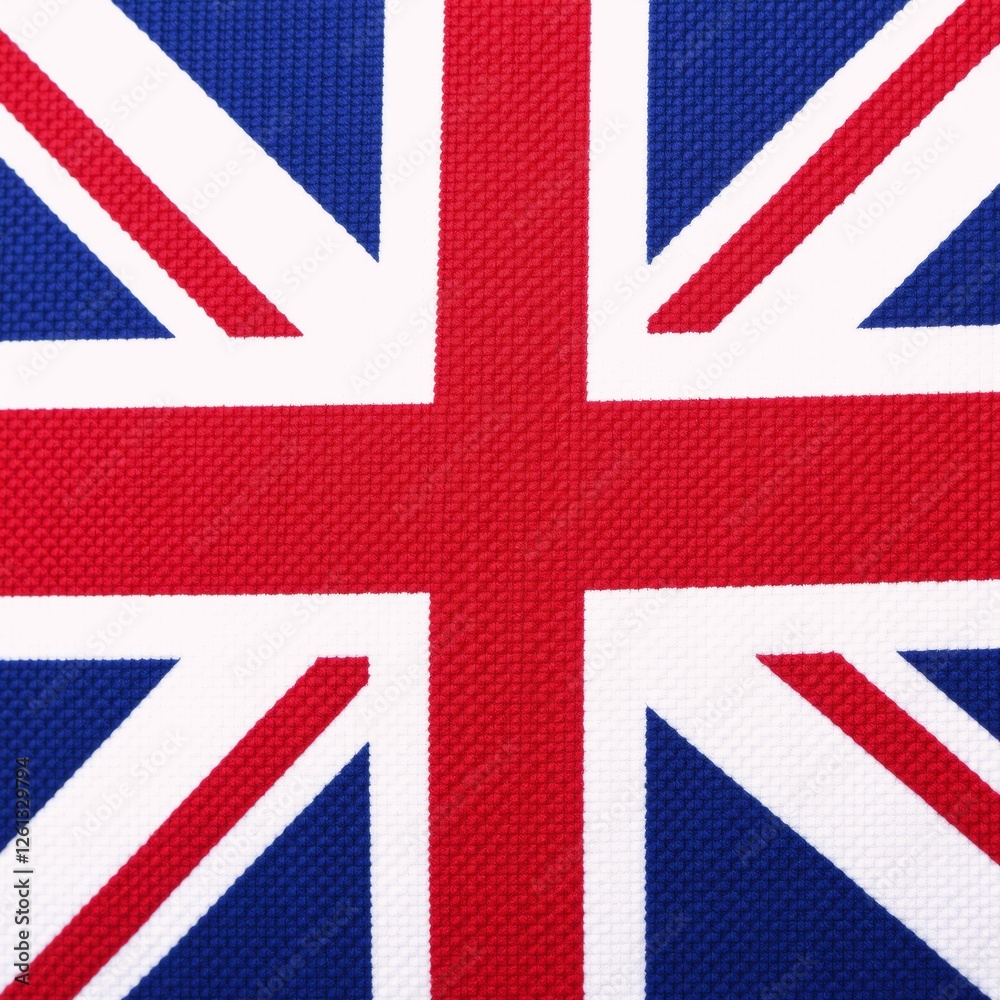 Fototapeta premium A British Flag is showcased against a pure-white background Isolated