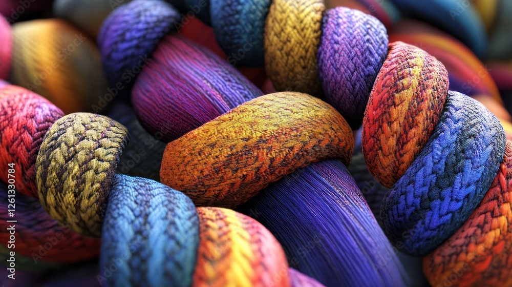 Colorful Interwoven Ropes Representing Unity and Strength Colorful Interwoven Ropes Representing Unity and Strength