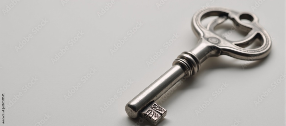 Shiny silver key with intricate details access security unlocking potential Detailed Base Shiny silver key with intricate details access security unlocking potential Detailed Base