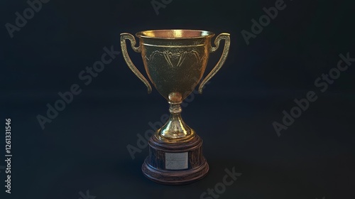 A golden trophy against a black background symbolizes reaching success and achievement