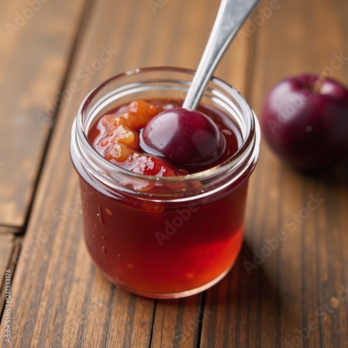 Wallpaper Mural Plum Jam with Wholesome Health Benefits Homemade Organic Marmalade in a Glass Jar Plums Vegan Dessert Torontodigital.ca