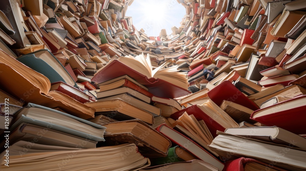 Fototapeta premium Bookshelf Vortex: A Stunning View Inside a Library of Books