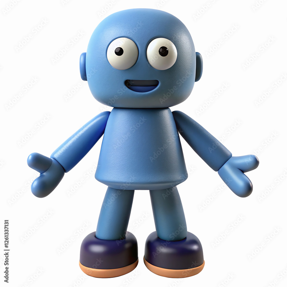 Smiling Blue Cartoon Robot Character with Large Eyes and Outstretched Arms on Transparent Background Smiling Blue Cartoon Robot Character with Large Eyes and Outstretched Arms on Transparent Background