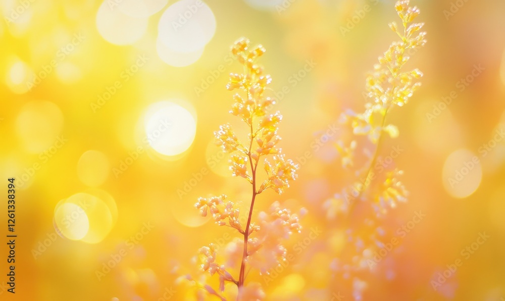 Golden rice plant with bokeh background, captured in soft light. Golden rice plant with bokeh background, captured in soft light.