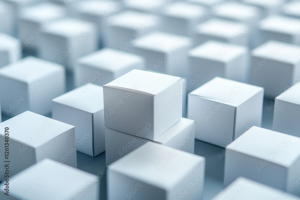 White boxes stacked on each other creating a leadership concept White boxes stacked on each other creating a leadership concept