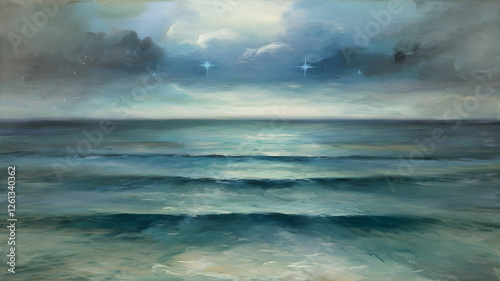 Oil painting open sea