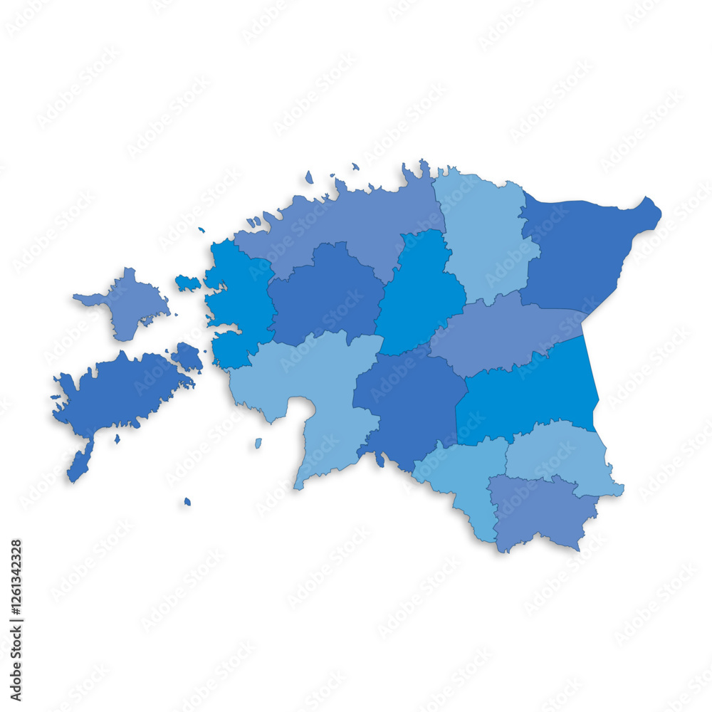Estonia map with border highlighted regions, states, isolated on white background. Template map of Estonia. Detailed vector illustration. Estonia map with border highlighted regions, states, isolated on white background. Template map of Estonia. Detailed vector illustration.