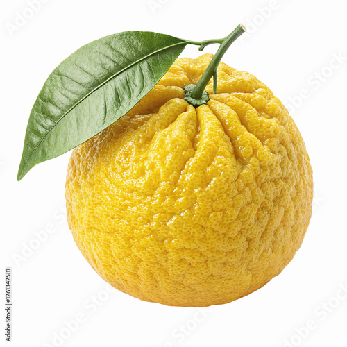 Fresh Yellow Yuzu Citrus Fruit with Green Leaf on Transparent Background for Culinary and Beverage Use