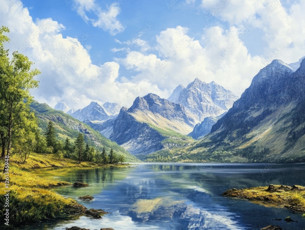 Fototapeta premium Mountainous River Landscape