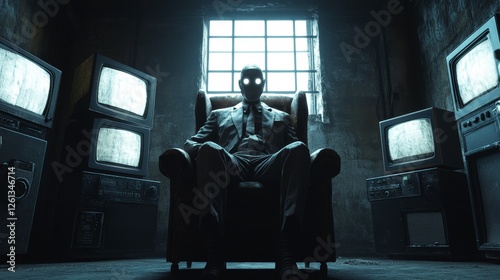 A man is sitting in a chair in front of a television set