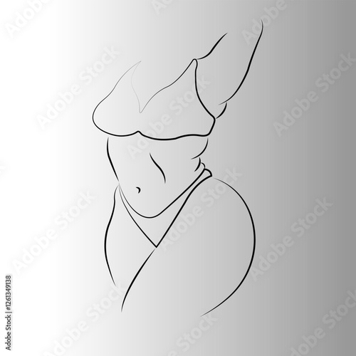 Minimal line art woman body. Woman beauty fashion concept. - Vector illustration