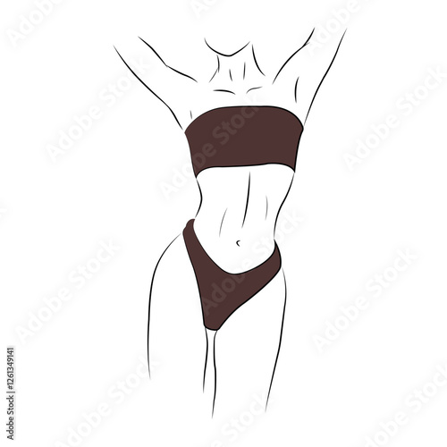 Minimal line art woman body. Woman beauty fashion concept. - Vector illustration