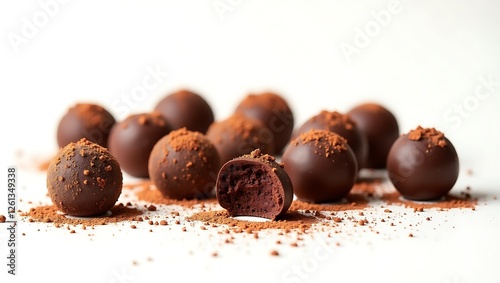 Wallpaper Mural Chocolate truffles arranged with cocoa dust on a light surface Torontodigital.ca