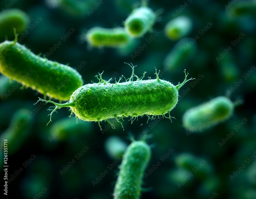 Naklejka premium Microscopic View of Green Bacteria