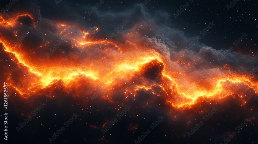 Vibrant Cosmic Clouds Illuminated by Fiery Hues Showcasing the Essence of the Universe in Stunning Detail Vibrant Cosmic Clouds Illuminated by Fiery Hues Showcasing the Essence of the Universe in Stunning Detail