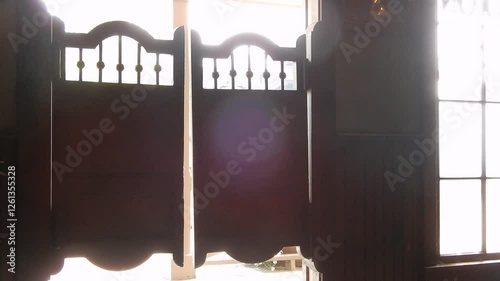 Cowboy Style Saloon Bar Door Swinging Open at Sunset