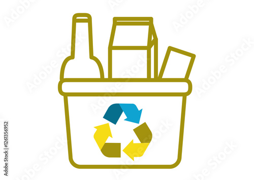 Recycle Bin Blue Yellow Recycling Carton Metal Paper