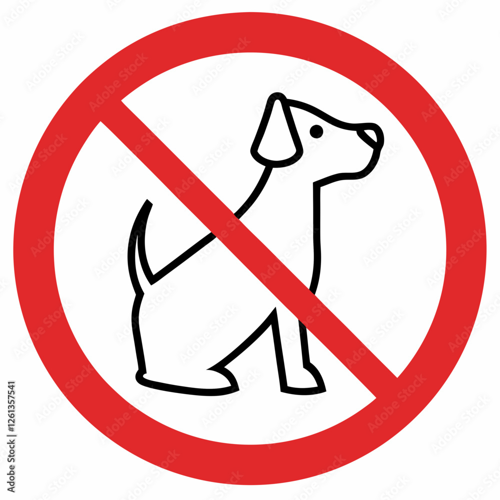 Sign prohibiting dogs with a clear message on a white background Sign prohibiting dogs with a clear message on a white background
