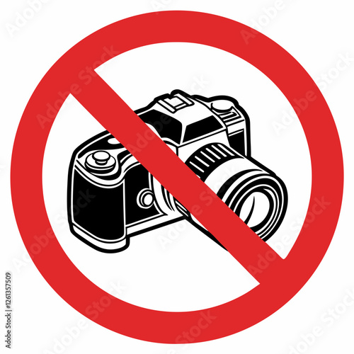 Sign prohibiting photography with a clear message on a white background