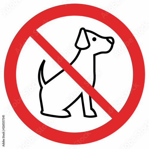 Sign prohibiting dogs with a clear message on a white background