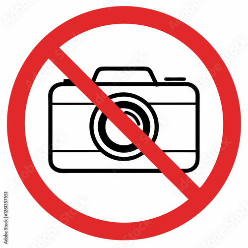 Sign prohibiting photography with a clear message on a white background