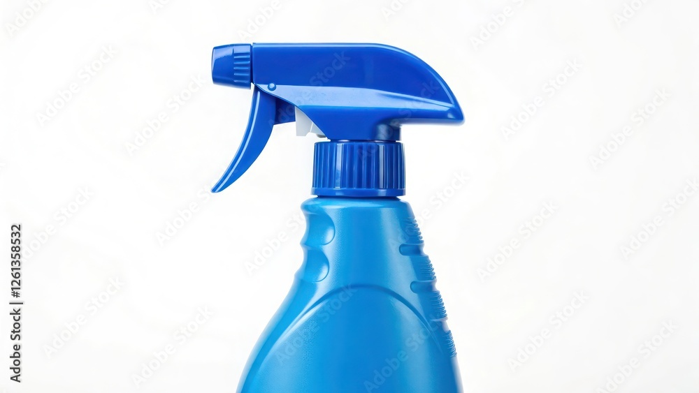 Blue Plastic Spray Bottle Close-Up Blue Plastic Spray Bottle Close-Up