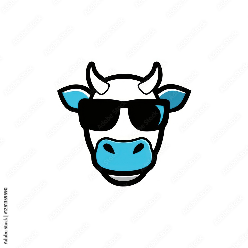 Obraz premium Happy Cow Mascot with Sunglasses Cartoon Farm Animal Illustration