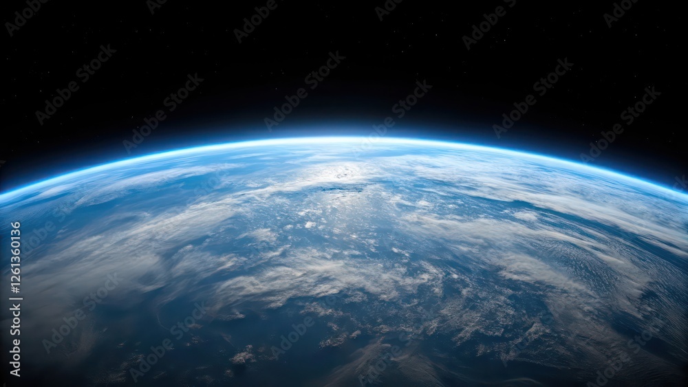 Fototapeta premium Stunning View of Planet Earth from Outer Space with Bright Atmosphere