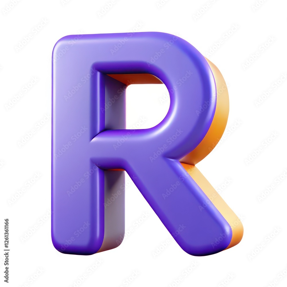 3D Letter R Purple Yellow Design 3D Letter R Purple Yellow Design