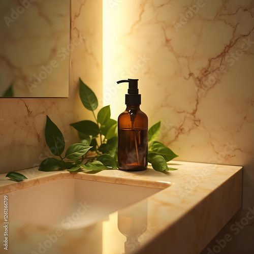 a dark amber glass bottle spray