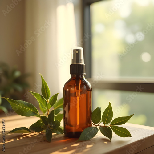  a dark amber glass bottle spray