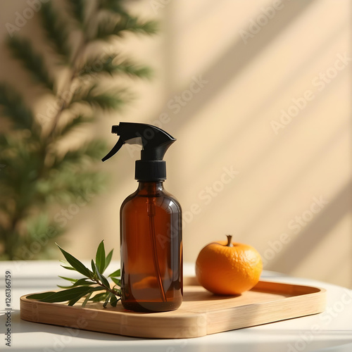 a dark amber glass bottle spray