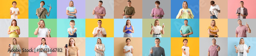 Collage of many people with...