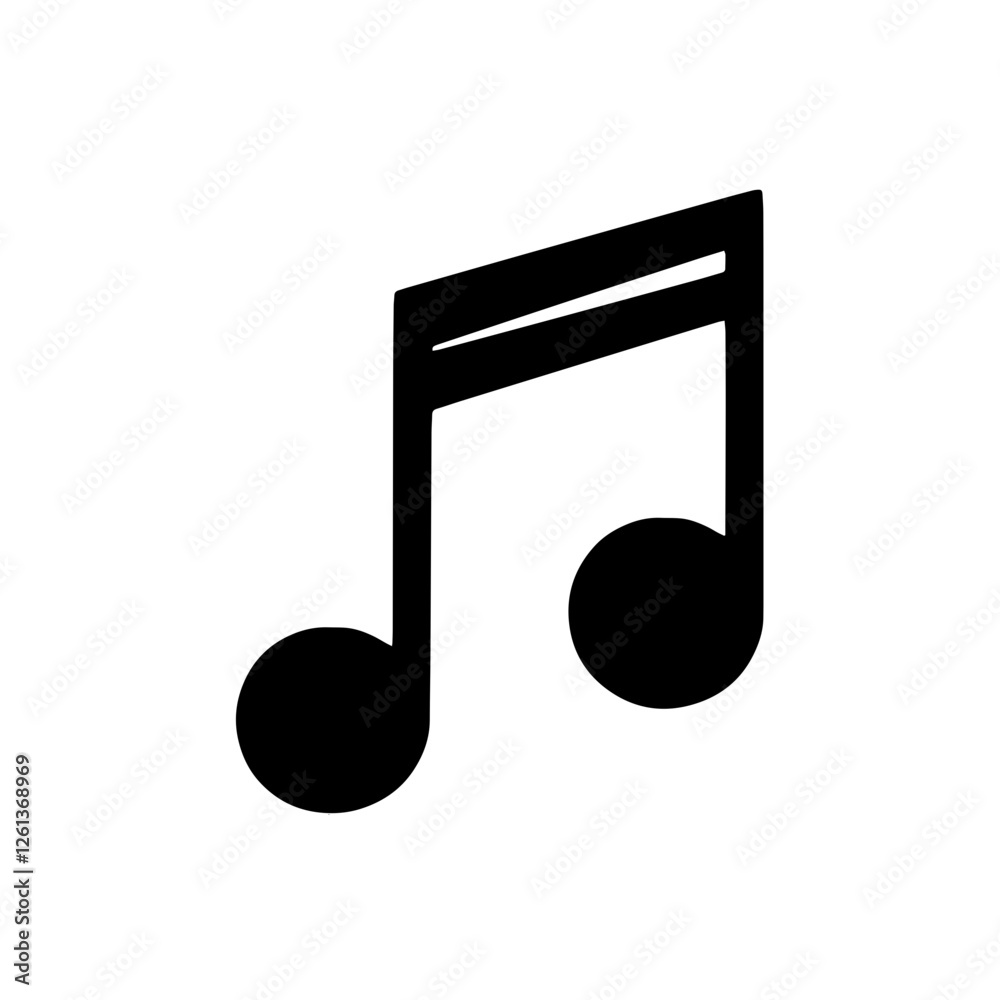 Black musical note symbol in simple vector design Black musical note symbol in simple vector design