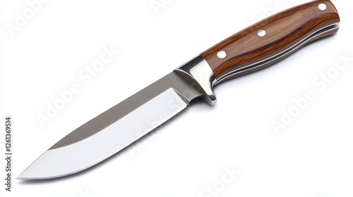 Sharp camping knife with durable wooden handle photo