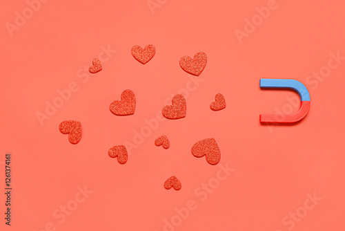 Magnet with paper hearts on...