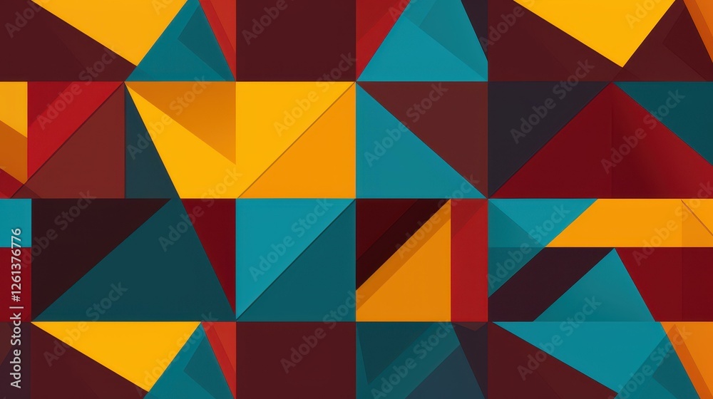 Fototapeta premium Explore this unique geometric pattern featuring interlocking triangles in vibrant colors to enhance your designs.