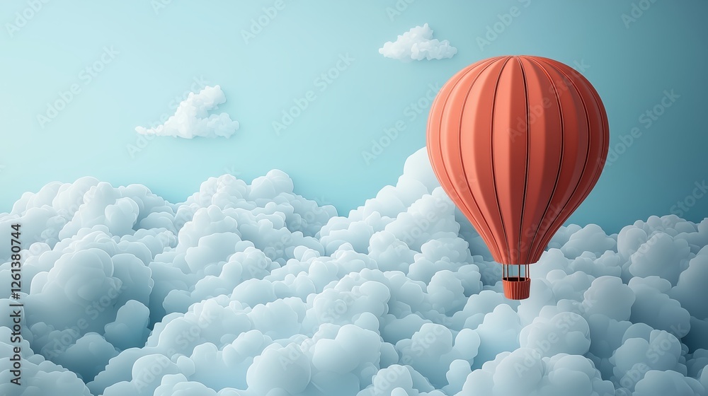 Obraz premium A background with hot air balloon and clouds in paper cut style.