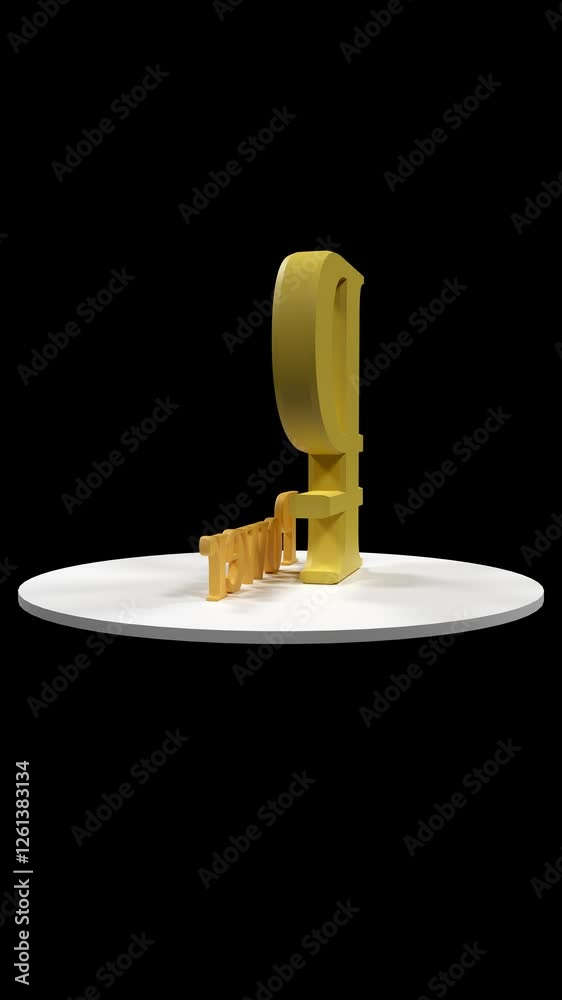 The power of Russian Ruble , 3d icon turning in loop 