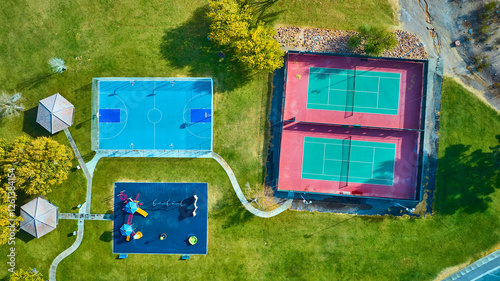 Aerial Top Down of Tennis Courts and Playground at Hemenway Park Nevada photo