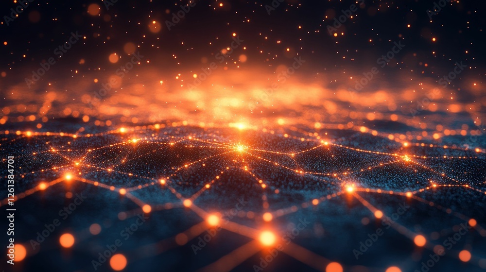 Fototapeta premium Glowing network nodes abstract digital art