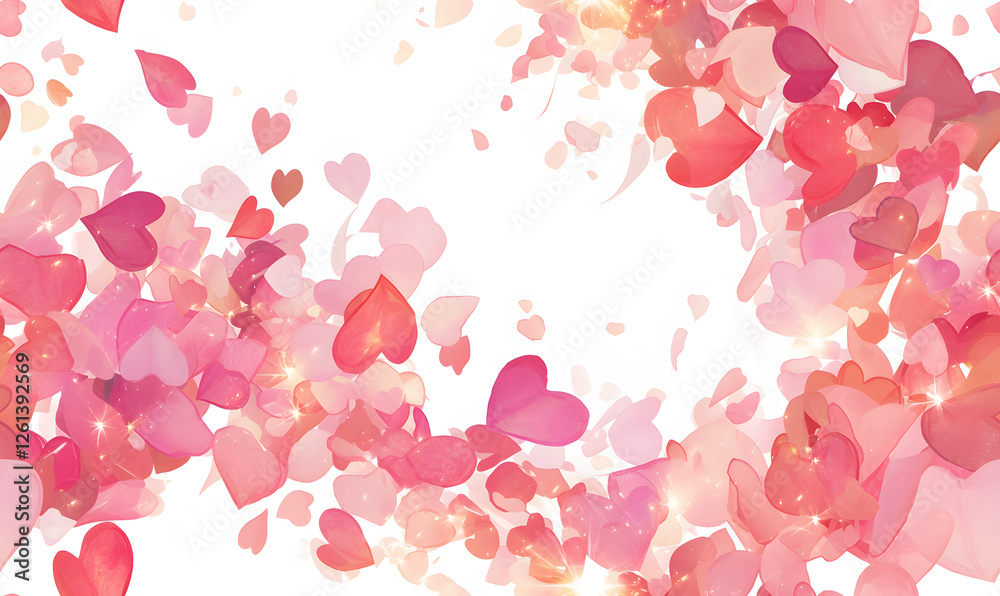 Floating pink hearts with glowing light effects Floating pink hearts with glowing light effects