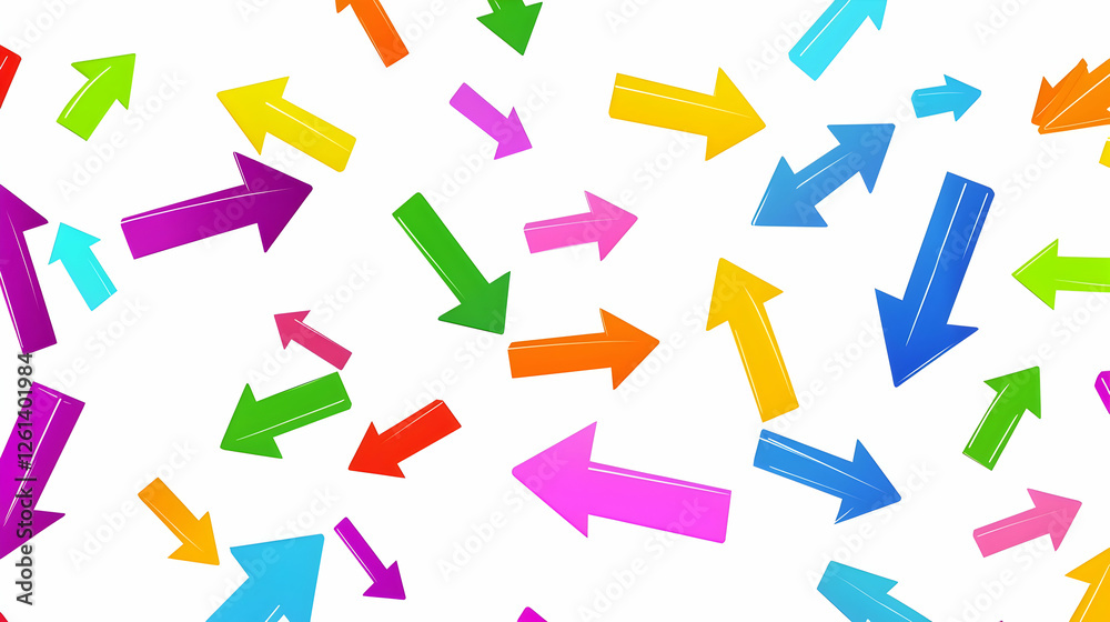 Colorful Arrows Upward and Downward Movement on White Background, Graphic Design Element Colorful Arrows Upward and Downward Movement on White Background, Graphic Design Element