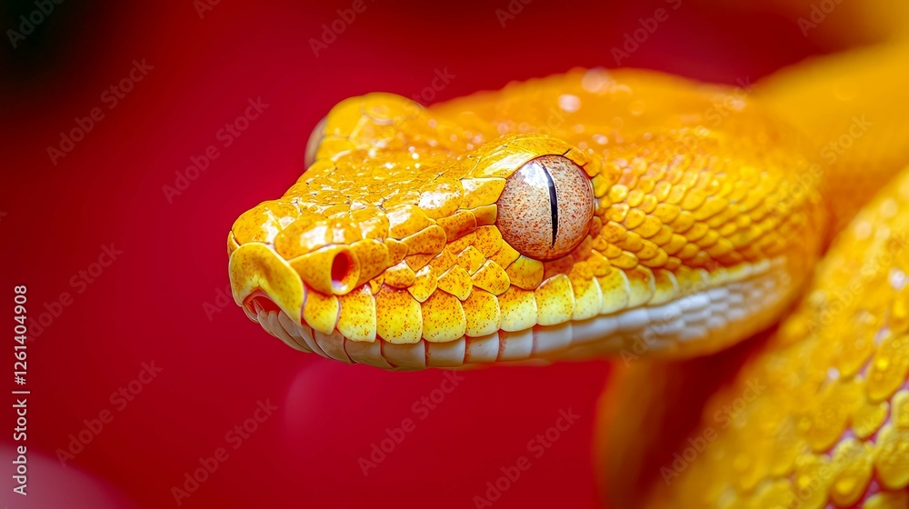 Fototapeta premium Close-up of a Vibrant Yellow Snake: A Captivating Look at Nature's Beauty