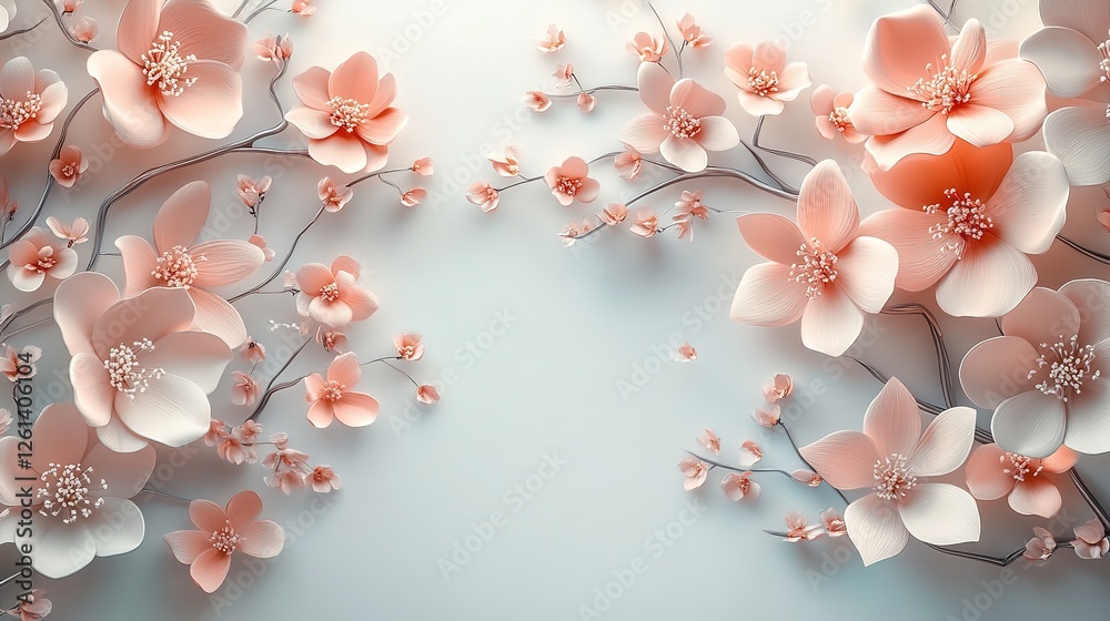 Εκτύπωση καμβά Delicate cherry blossom arrangement floral art nature serene background close-up