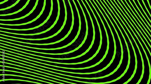 Green Curved Lines on Black Background