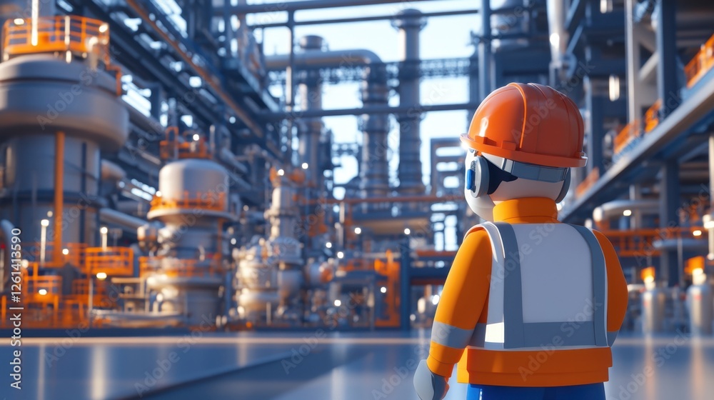 Fototapeta premium A Worker Observing the Intricate Machinery of a Modern Industrial Facility with Advanced Technology