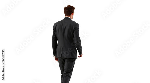 Young business man standing, white background, transparent png