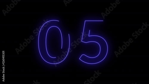 10 seconds countdown neon glowing royal blue color animation on black background, countdown timer animation from 10 to 0 seconds, 10 second countdown Animation background, Ten seconds countdown.
